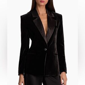 Alice + Olivia Elegant Black Velvet Blazer